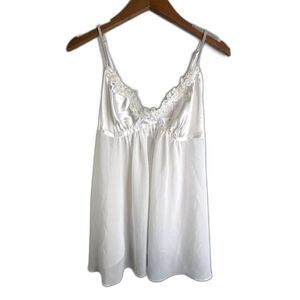 Intimo Donatella Lace Bodice Camisole Slip Lingerie Top Size Medium White